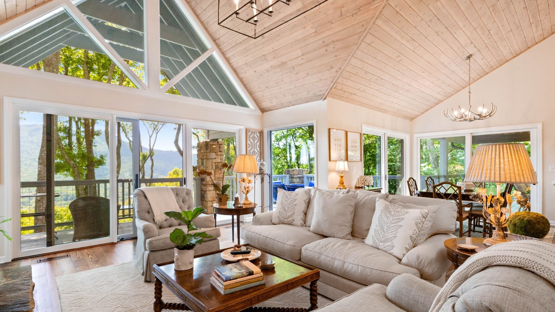 Open concept cottage living room renovated by JB Renovations